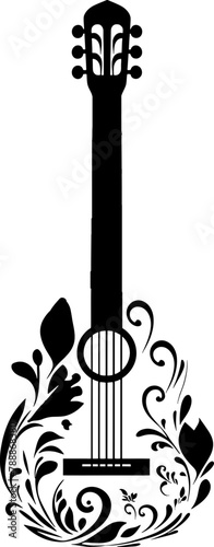 Guitar with floral drawing