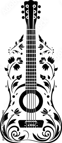 Guitar with floral drawing