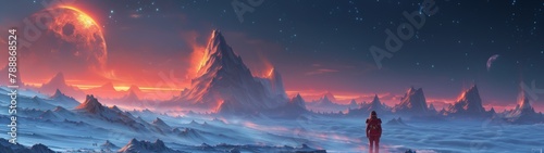 sunset in the mountains Landscapes and Otherworldly Creatures super ultrawide wallpaper 