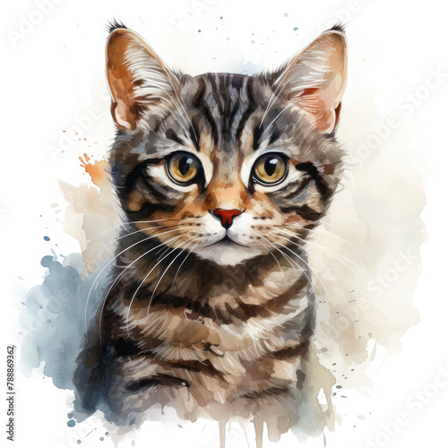 Watercolor American Shorthair, clipart Illustration, Generative Ai