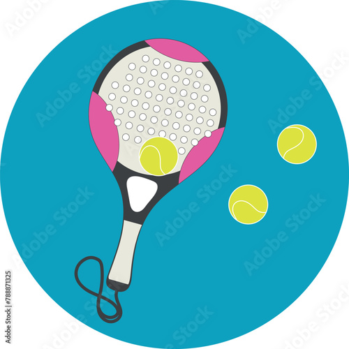 Raqueta de Padel Tenis con set de pelotas vector ilustracion