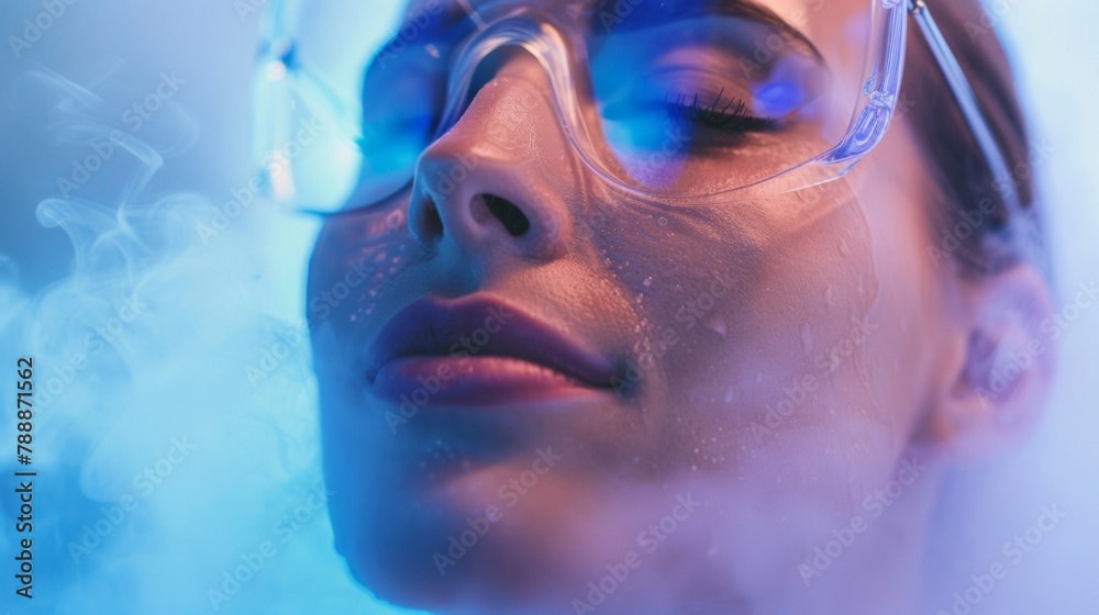 Escape the stresses of modern life and dive into the healing power of cryotherapy promoting deep relaxation and rejuvenation. . - obrazy, fototapety, plakaty 