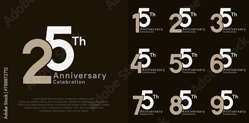 anniversary vector design set with brown and white color for special moment celebration
