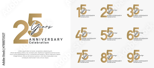 anniversary logotype vector design with black and golden color can be use for special moment celebration