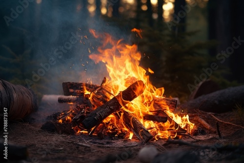 メラメラ燃える焚き木