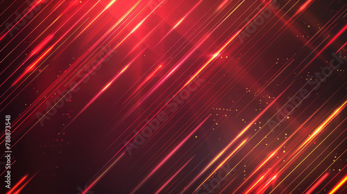 Red abstract background with glowing geometric lines. Modern shiny red gradient diagonal rounded lines pattern. Futuristic technology concept 