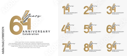 anniversary logotype vector design with black and golden color can be use for special moment celebration