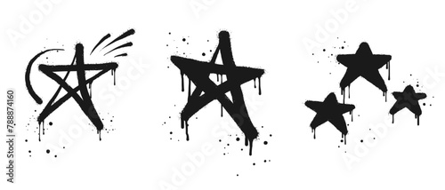 Spray painted graffiti Star sign in black over white. Star drip symbol.  isolated on white background. vector illustration