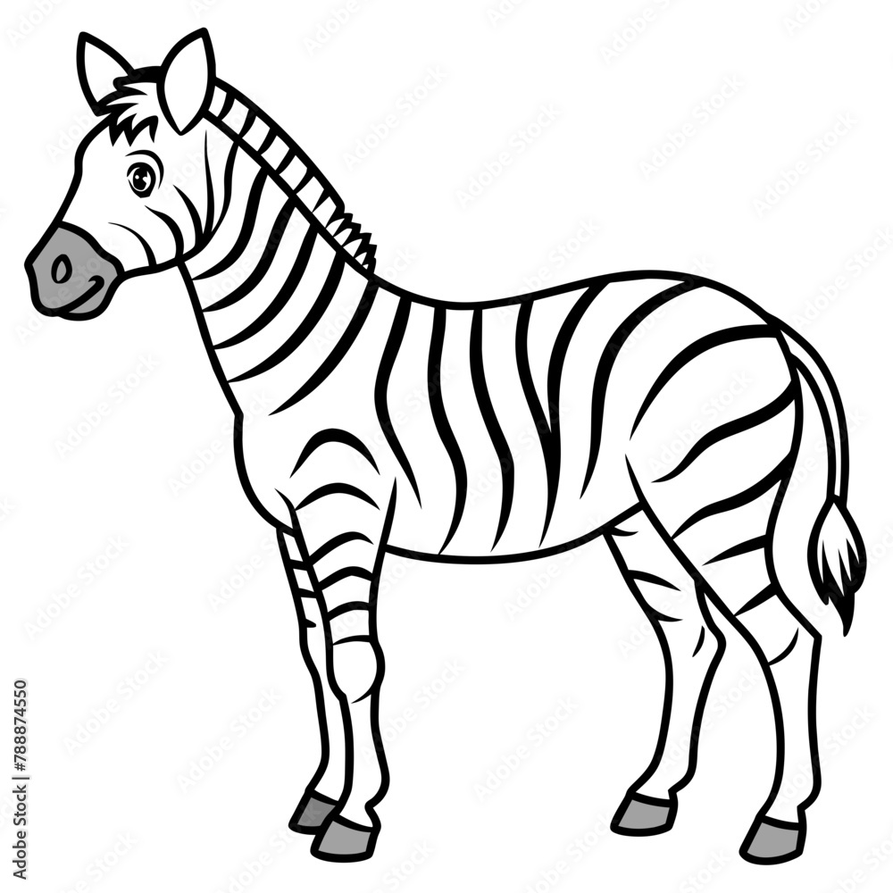 Obraz premium zebra vector illustration mascotzebra silhouette,zebra vector,icon,svg,characters,cartoon,Holiday t shirt,black zebra drawn trendy logo Vector illustration,zebra line art on a white background