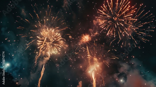 Fireworks illuminating the night sky in dazzling displays, painting it with bursts of color and excitement.