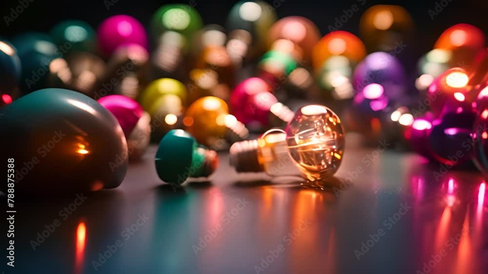 Colorful Light Bulbs on Table Generative AI Colorful Light Bulbs on Table Generative AI