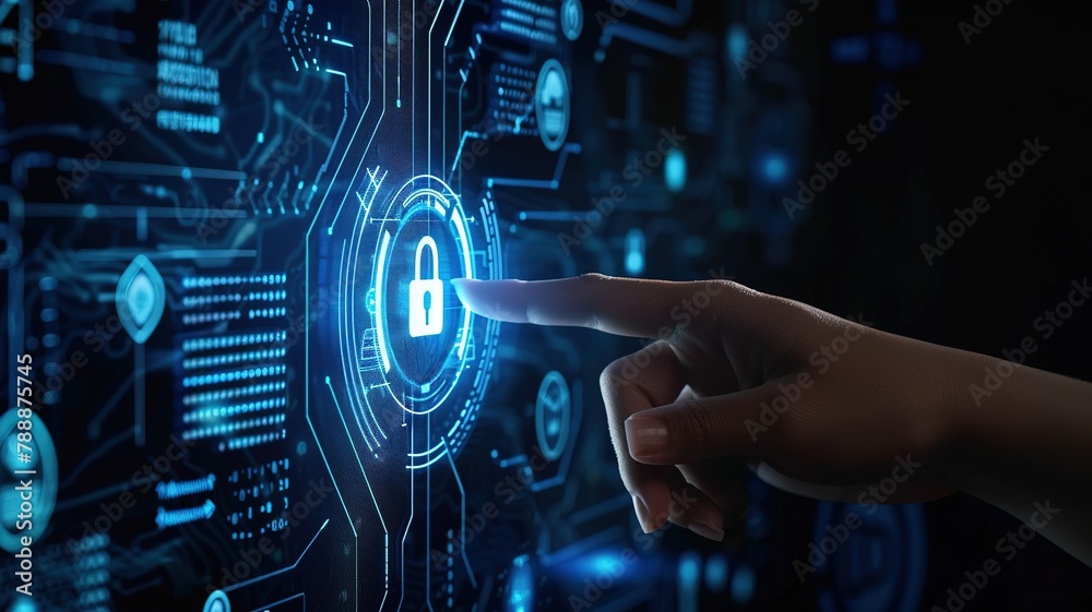 hand pointing Cyber security, internet and technology concept on virtual screen hand pointing Cyber security, internet and technology concept on virtual screen
