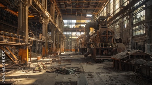 Heavy machinery hums with activity inside the bustling factory, a testament to industrial progress.