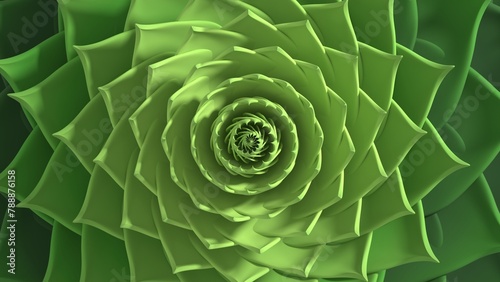 succulent plant golden ratio sequence hypnotic experience 3d representation. Can be used to represent concentric vortex endless, trippy background psychedelic, gardening succulents harmony
