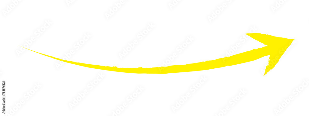Hand-drawn yellow brush arrow vector isolated on a white background. Hand-drawn yellow brush arrow vector isolated on a white background.