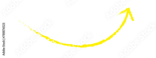 Hand-drawn yellow brush arrow vector  isolated on a white background.