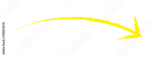 Hand-drawn yellow brush arrow vector  isolated on a white background.