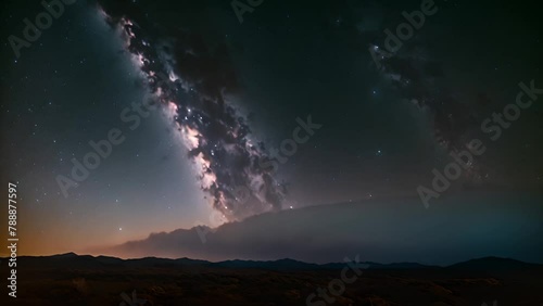 Starry Night Sky Long Exposure Generative AI photo
