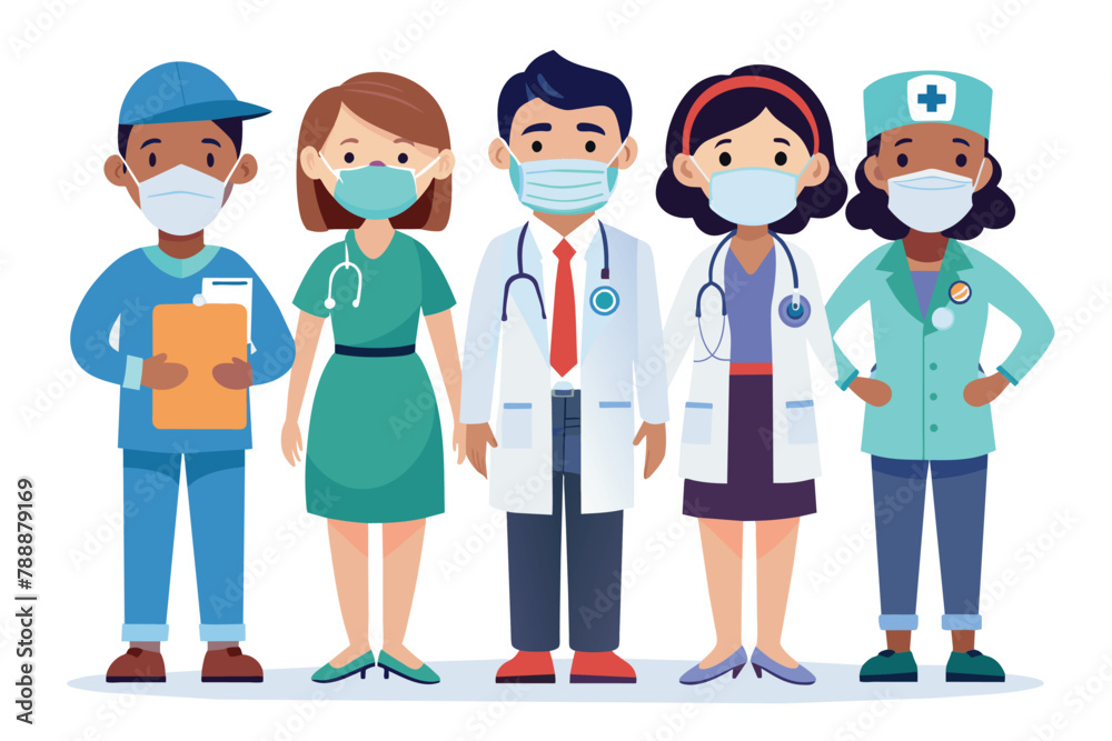 doctors-and-nurses-characters-wearing-masks-isolate doctors-and-nurses-characters-wearing-masks-isolate