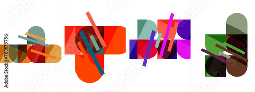 a bunch of colorful objects are lined up on a white background High quality