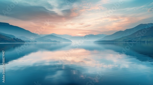 Tranquil Lake at Twilight: Mindfulness and Mental Health Backdrop for Anxiety Awareness Month © Ryzhkov