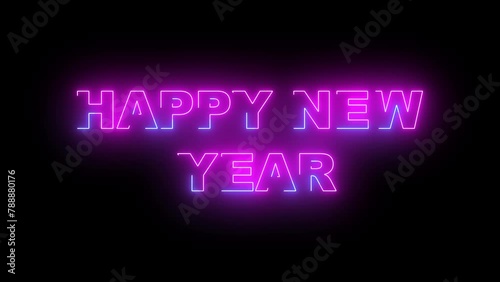 happy new year animated with neon effect , suitable for year-end holidays, new year content photo