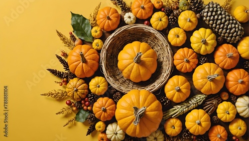 harvest-or-thanksgiving-decoration-on-yellow