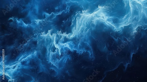a dark blue abstract background with swirling white lines and stars