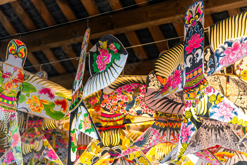 Chinese kites of different style in Ciqikou Old Town, Chongqing, China photo