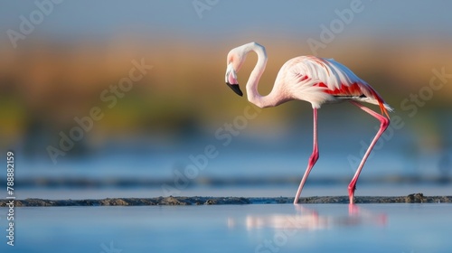 Elegant Flamingo Bird in Tranquil Salt Marsh Habitat
