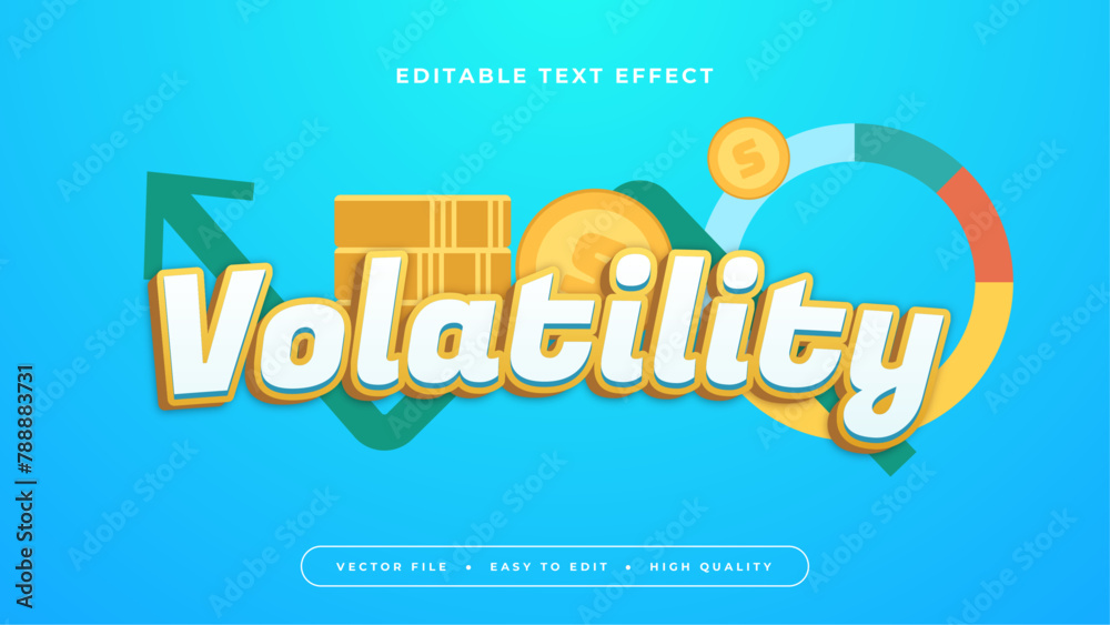 Blue white and yellow volatility 3d editable text effect - font style