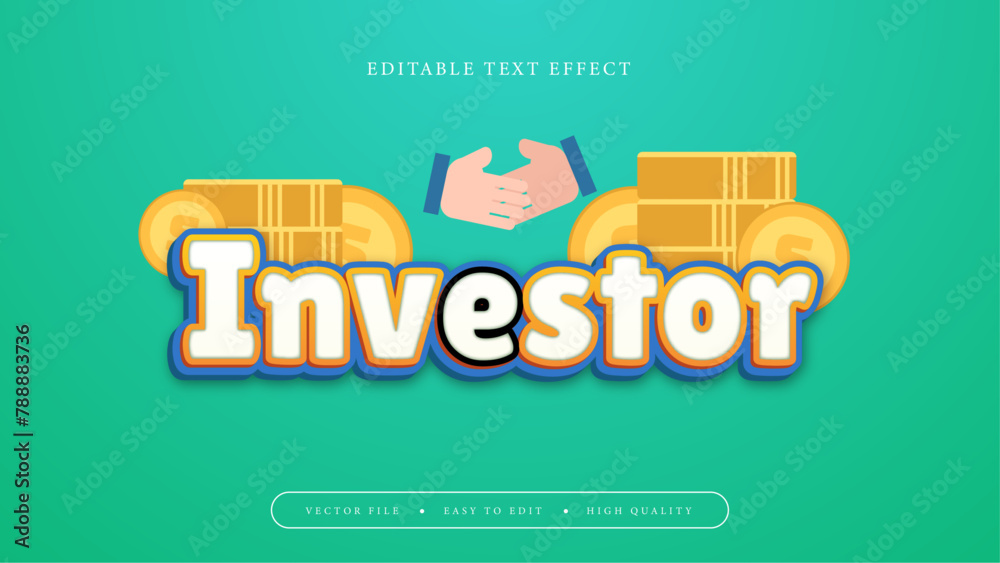 Green white and yellow investor 3d editable text effect - font style