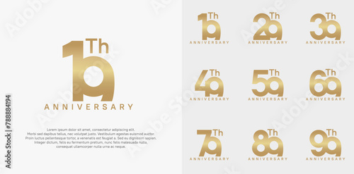 anniversary logotype vector design set gold color can be use for celebration day photo