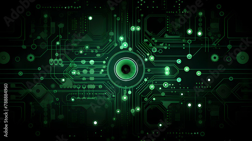 Digital technology green abstract geometric circuit graphic poster web page PPT background