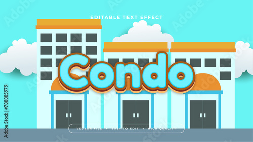 Blue white and orange condo 3d editable text effect - font style