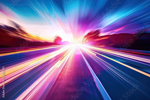 Abstract image of speed motion on the road at twilight