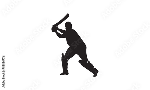 Silhouette of fat person playing cricket EPS 10 And JPG