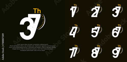 anniversary logotype vector set, white and yellow color can be use for special day celebration