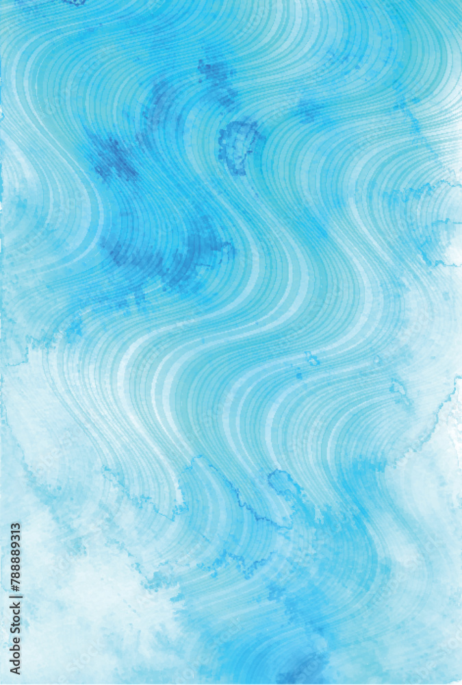Obraz premium 波 水彩 和紙 夏 背景 