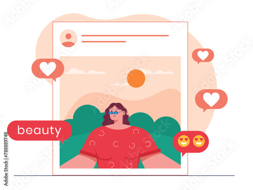 Social media post. Chatting vector illustration