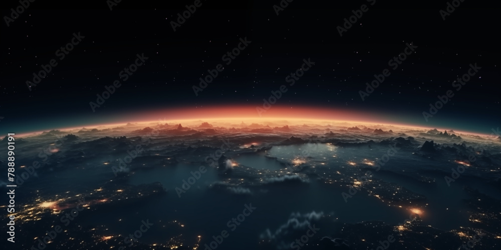 Fototapeta premium Glowing City Lights: Earth from Space