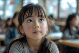 学校の教室で勉強している小学生の女の子「AI生成画像」