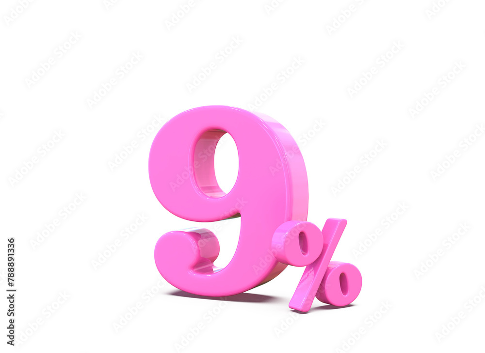 9 Percent Discount Sale Off  Pink Number