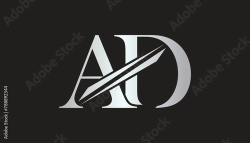 ad letter logo design template elements. ad vector letter logo design.