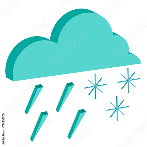 isometric weather icon rain and snow