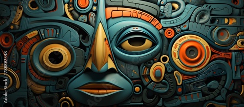 3d Picture A Surreal Abstract Digital Picture Background Using Primitive Abstracts and African Tribal Motifs (Good to print and use as a mural)