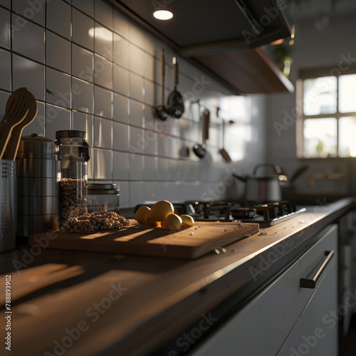 kitchen, interior, home, furniture, room, house, design, sink, wood, luxury, cabinet, apartment, stove, contemporary, oven, new, floor, architecture, decor, table, appliances, indoors, counter, domest © Enzo