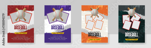 A set of Baseball Flyer Design Template for Sport Event, Tournament or Championship
