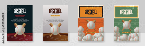A set of Baseball Flyer Design Template for Sport Event, Tournament or Championship
