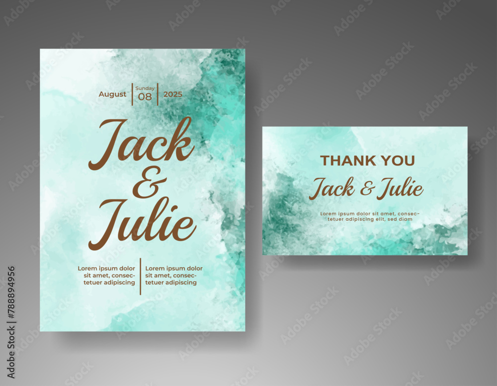 Wedding invitation with abstract watercolor background